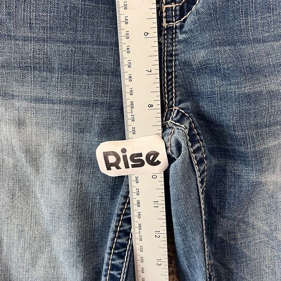 Seven7 Womens 8 Indie Bling Y2K Embroidered Sequin Pocket Bootcut Jeans Med Wash - Picture 11 of 13